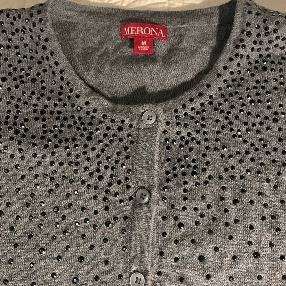 Merona gray Gem Embellished cardigan sweater Size M